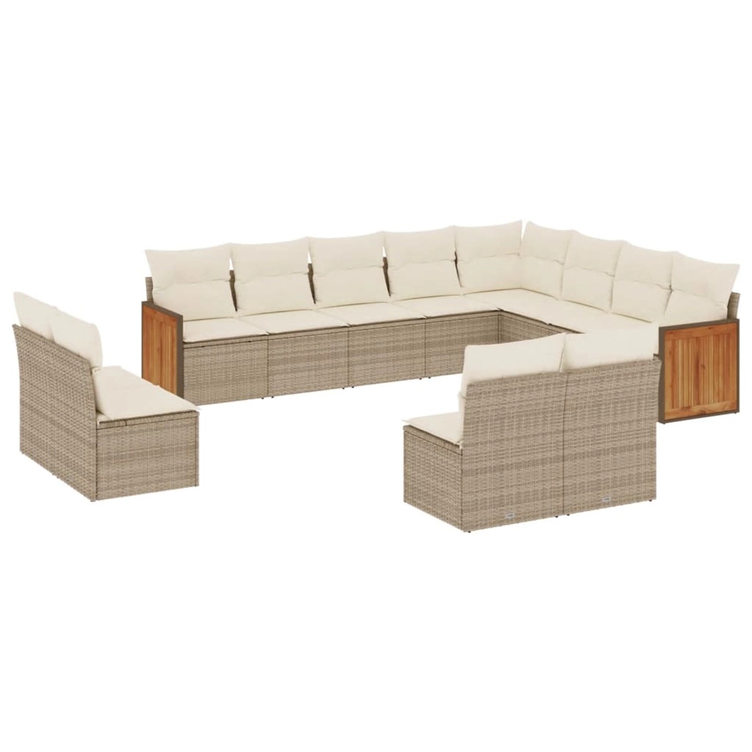 vidaXL 12-Tlg Garten-Sofagarnitur mit Kissen Beige Poly Rattan 3228151 günstig online kaufen