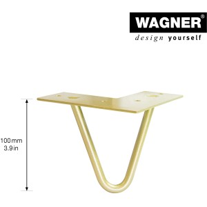 Wagner Möbelbein Hairpin, 100 mm, Pearl Gold, aus Stahl, für Möbelbau.