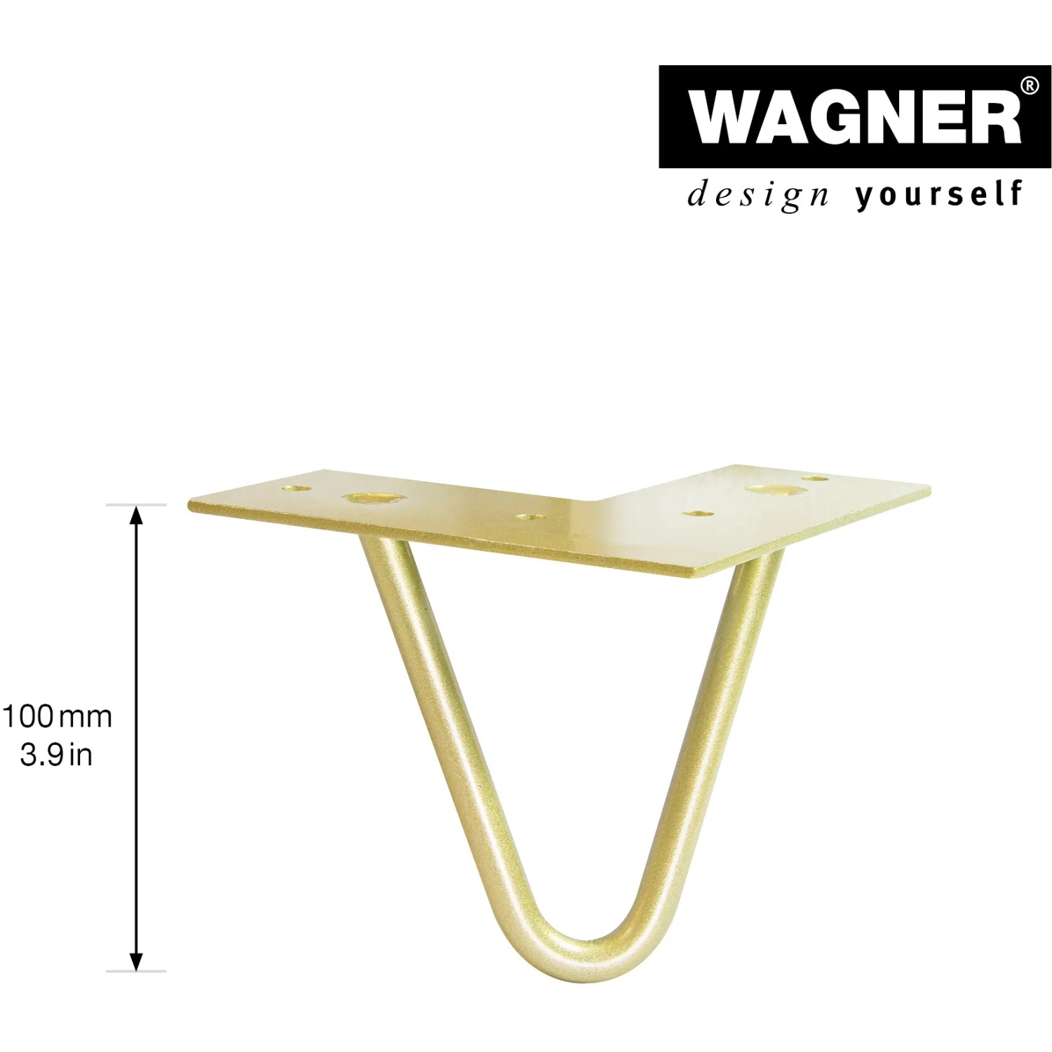 Wagner Möbelbein Hairpin, 100 mm, Pearl Gold, aus Stahl, für Möbelbau.