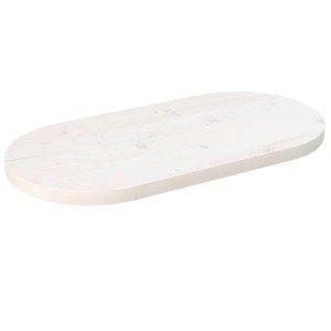 vidaXL Tischplatte Weiß 60x30x2,5 cm Massivholz Kiefer Oval 824341
