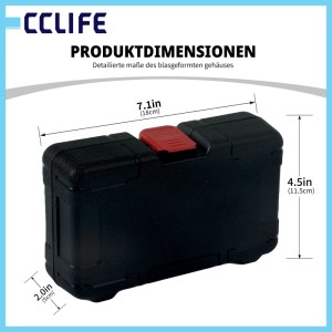 Schwarzer CCLIFE Werkzeugkoffer mit rotem Verschluss, Maße 18x11,5x5 cm, für Bolzen Ausdreher Set.