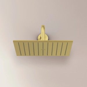 Eckige Ideal Standard Kopfbrause Idealrain Atelier in Brushed Gold, 300x300 mm.