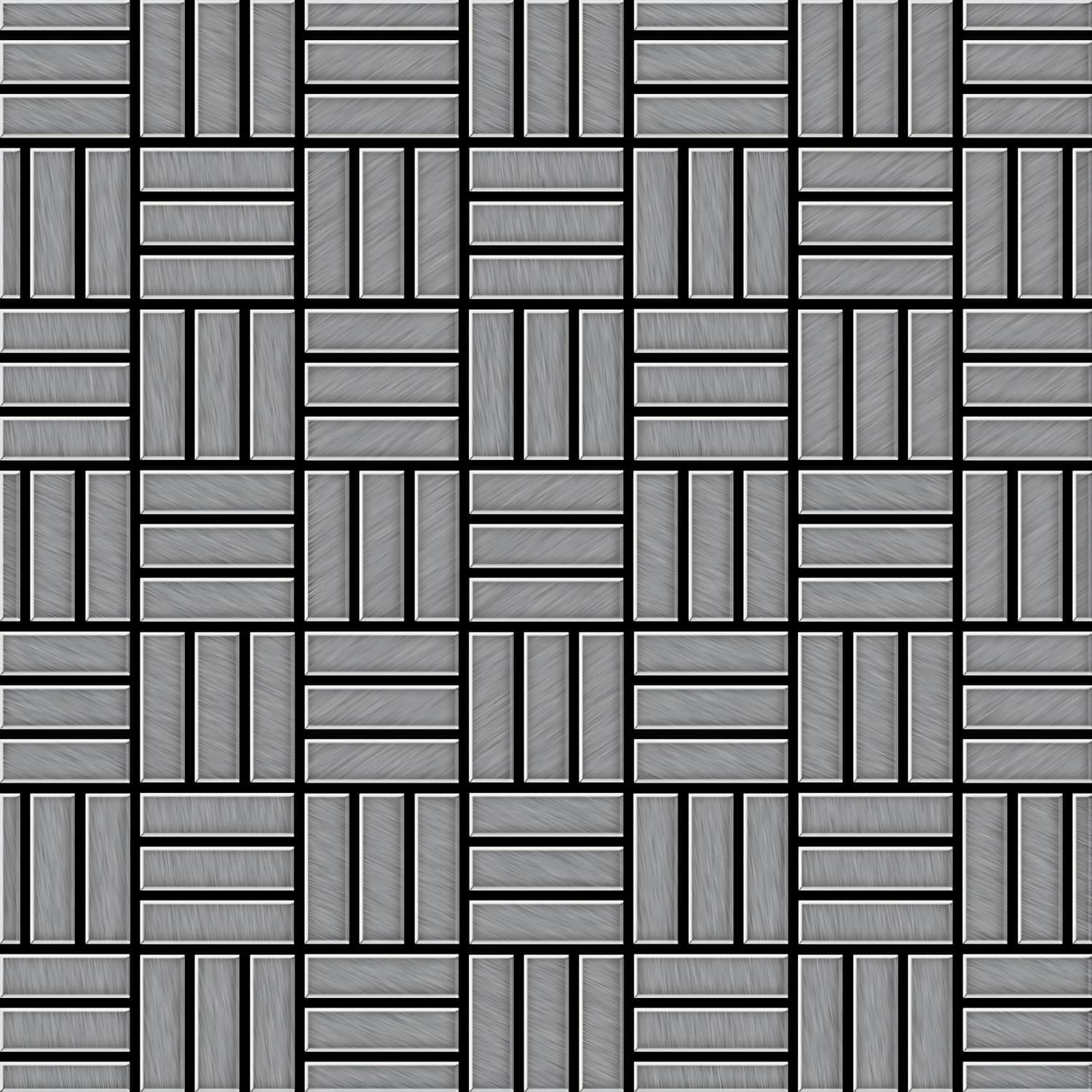 ALLOY Mosaik Fliese Massiv Metall Edelstahl Gebürstet Grau 1,6mm Basketweav günstig online kaufen