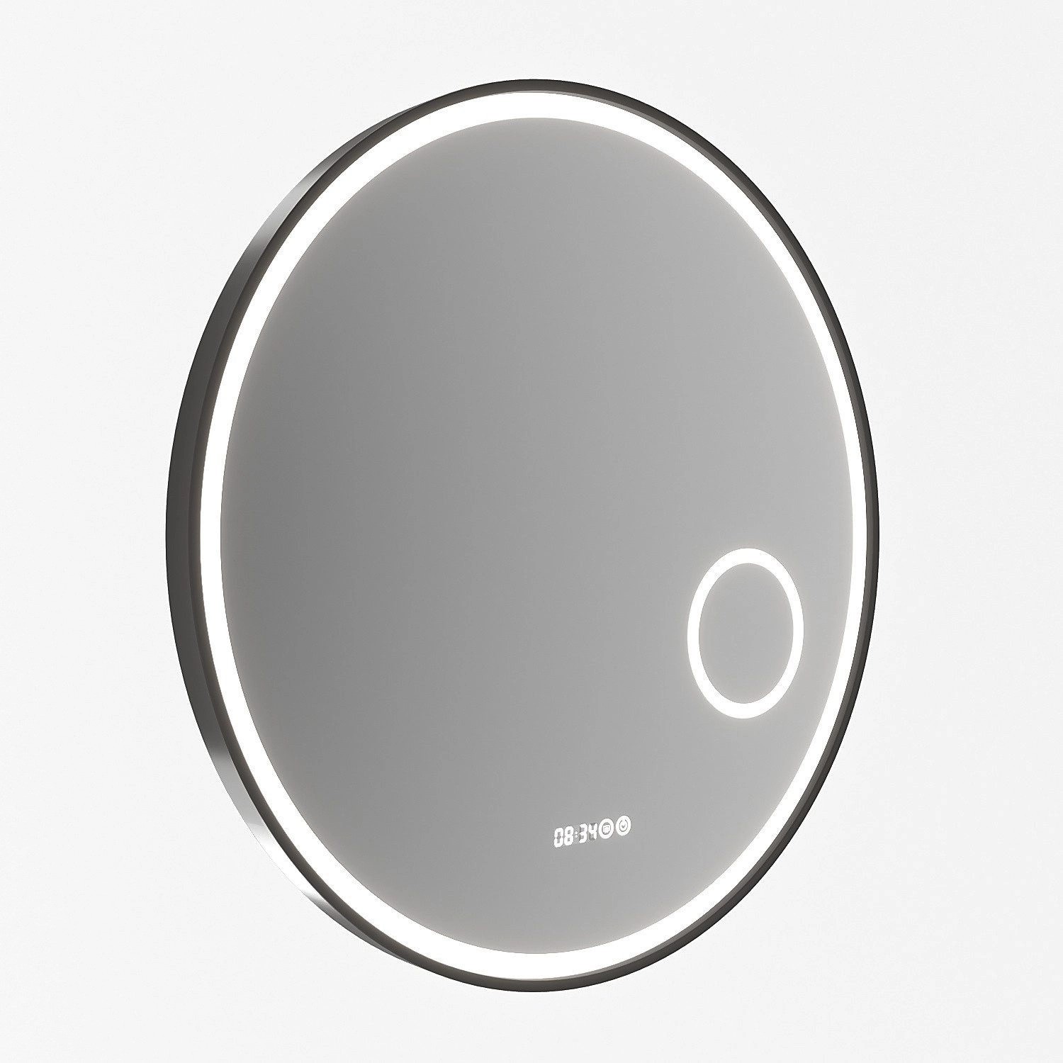 Aquabatos Rund Spiegel 80 cm LED Badspiegel mit 3-Fache Vergrößerung Badezimmerspiegel mit Beleuchtung Lichtspiegel Anti...