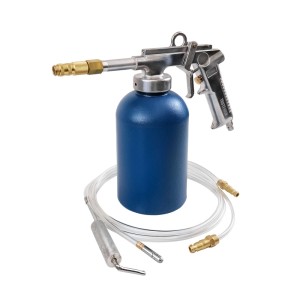 TRUTZHOLM Druckbecherpistole mit blauem 1100 ml Tank und Zubehör zur Hohlraumversiegelung.