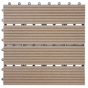 MCW WPC Bodenfliese Sarthe in Teakholz-Optik für Balkon und Terrasse, 30x30 cm.