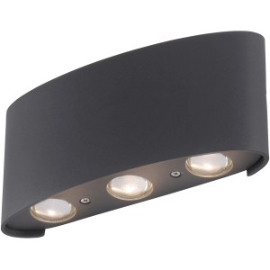 Anthrazitfarbene Paul Neuhaus LED-Wandleuchte Carlo, 3-flammig, für indirekte Beleuchtung.