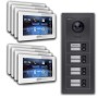 Goliath IP Video Türsprechanlage für 8 Familien, 7 Zoll Monitore und Unterputz Aussenstation in Anthrazit.