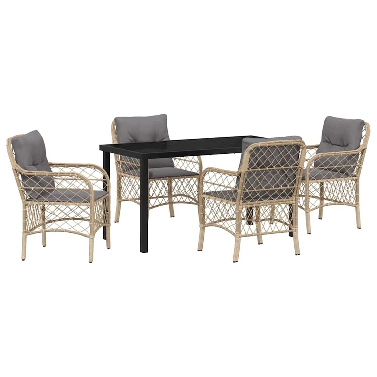 vidaXL Garten Essgruppe mit Kissen 5-Tlg Beige Poly Rattan 3380234 günstig online kaufen