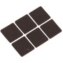 6 braune, selbstklebende Filzgleiter, 32x32 mm, für Möbel und Oberflächenschutz.