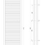 Technische Zeichnung: Schulte Design-Heizkörper Miami, 177,5x50 cm, mit Maßangaben für Installation.