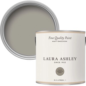Laura Ashley Wandfarbe Pale French Grey, 2,5 l Dose und Farbmuster.