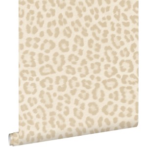 ESTAhome Vliestapete mit Leopardenmuster in Beige, 50x900 cm.