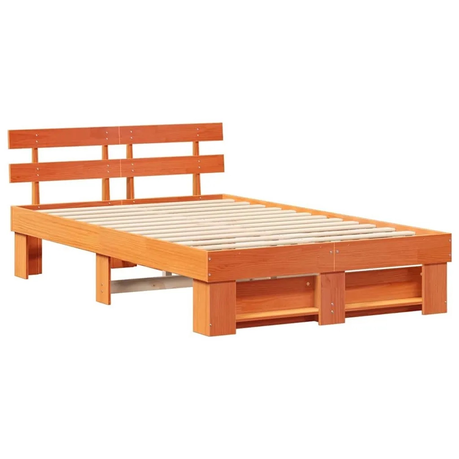 vidaXL Bettrahmen Wachsbraun 120 x 190 cm Massives Kiefernholz 872496
