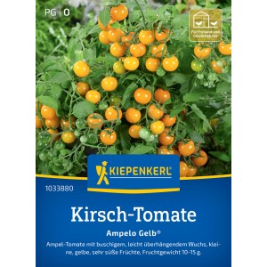 Kiepenkerl Kirschtomate Ampelo Gelb F1-Hybride mit gelben, kleinen Früchten.