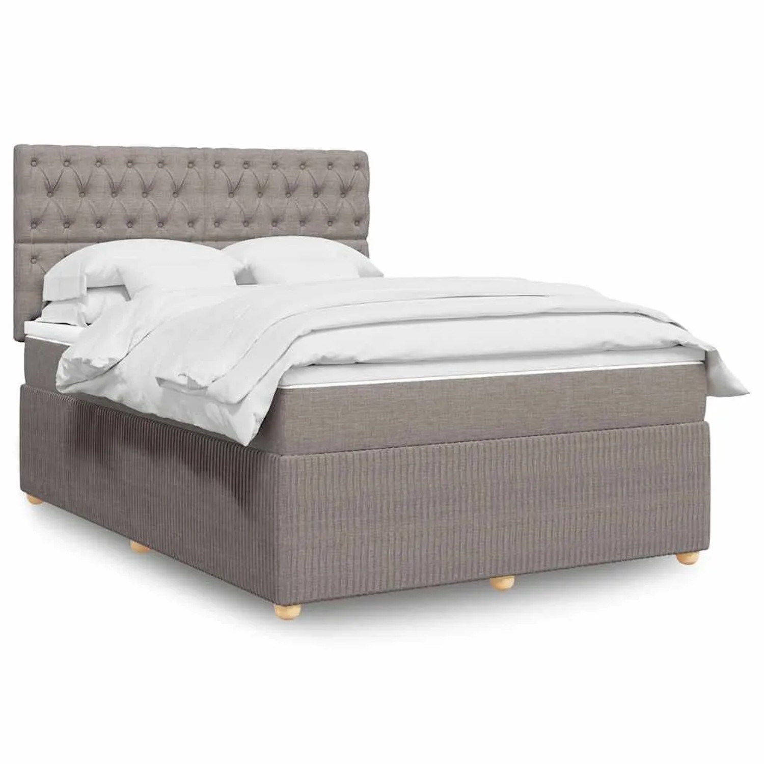 vidaXL Boxspringbett mit Matratze Taupe 140x200 cm Stoff 3294390