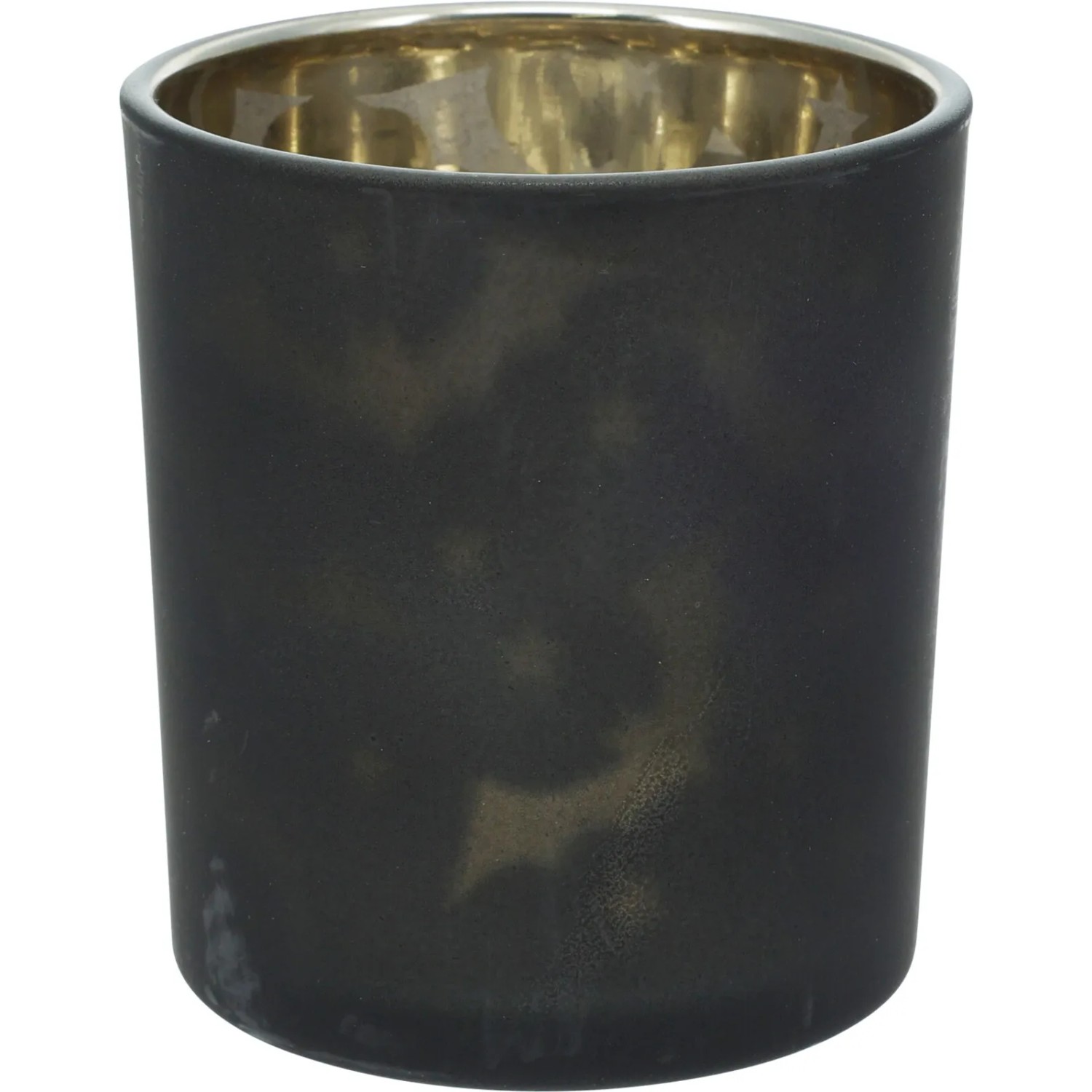 Schwarzer Glas-Teelichthalter, 55x65mm, für Halloween-Deko (Design variiert)