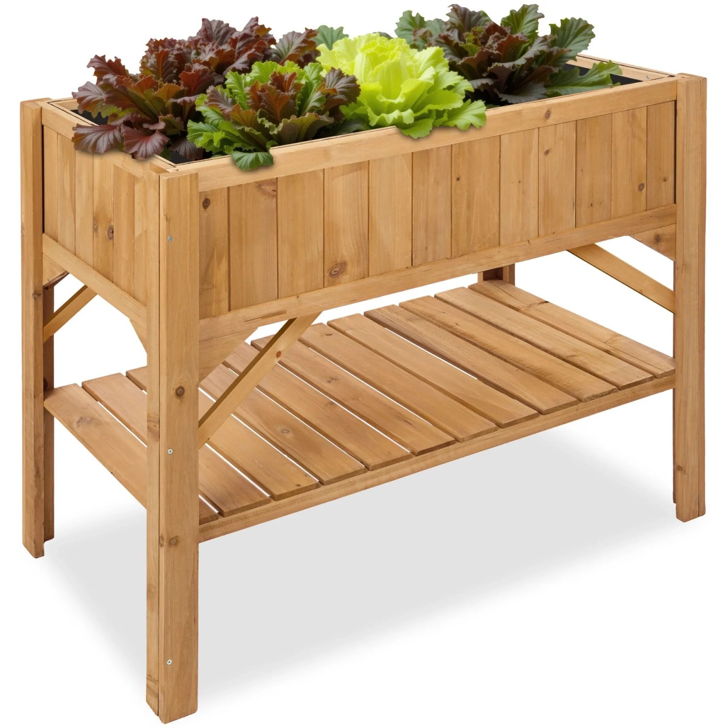 Tectake Hochbeet  Aus Holz  Mit Ablage Witterungsbeständig  119 x 53 x 90 cm Braun