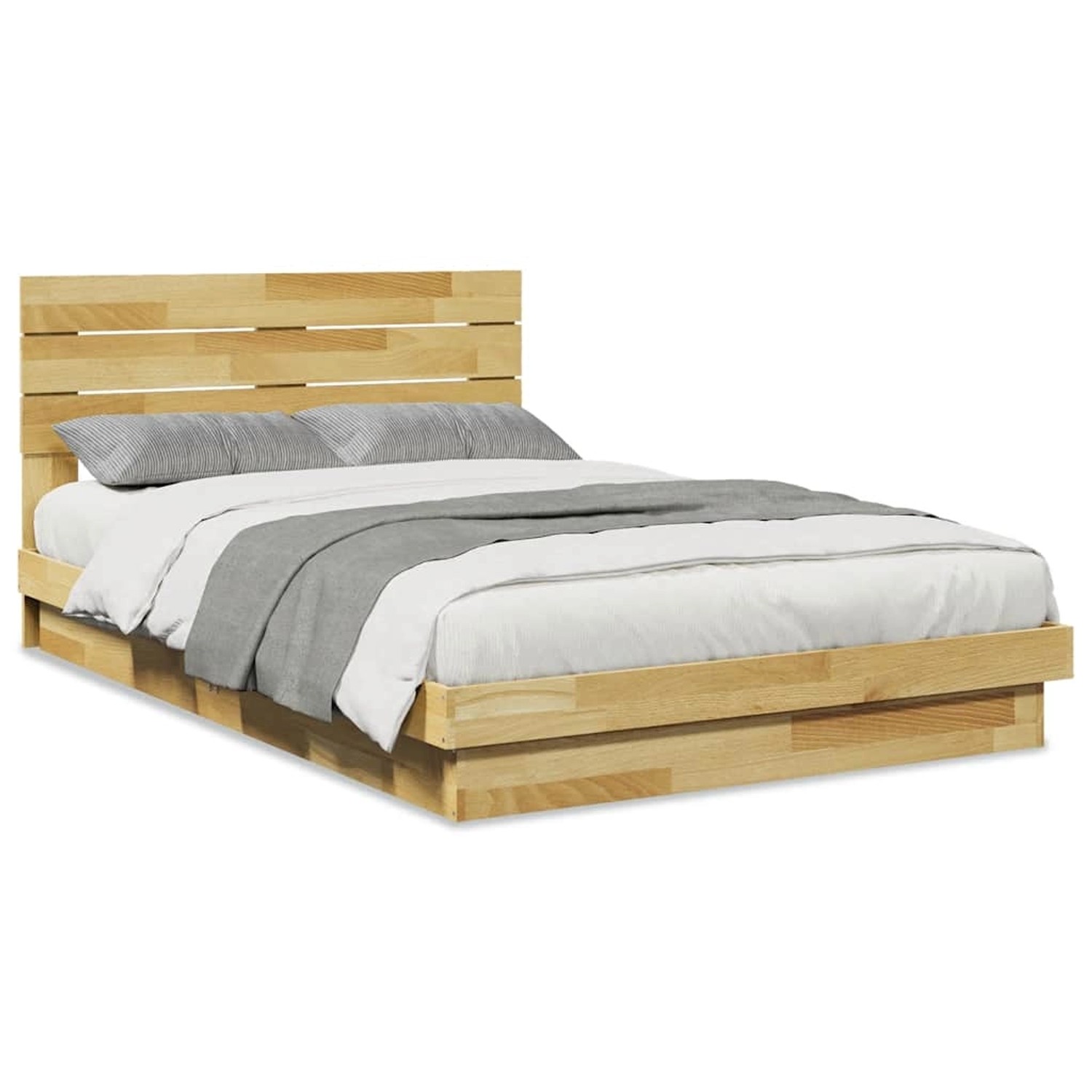 vidaXL Massivholzbett mit Kopfteil ohne Matratze 120x200 cm Eichenholz 3315742