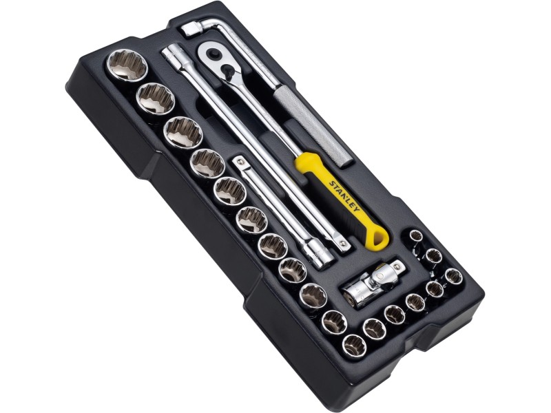 STANLEY Steckschlüssel-Set 75-teilig – Mit 1/2" Und 1/4" Antrieb, Robustes Werkzeug Für Profis & Heimwerker