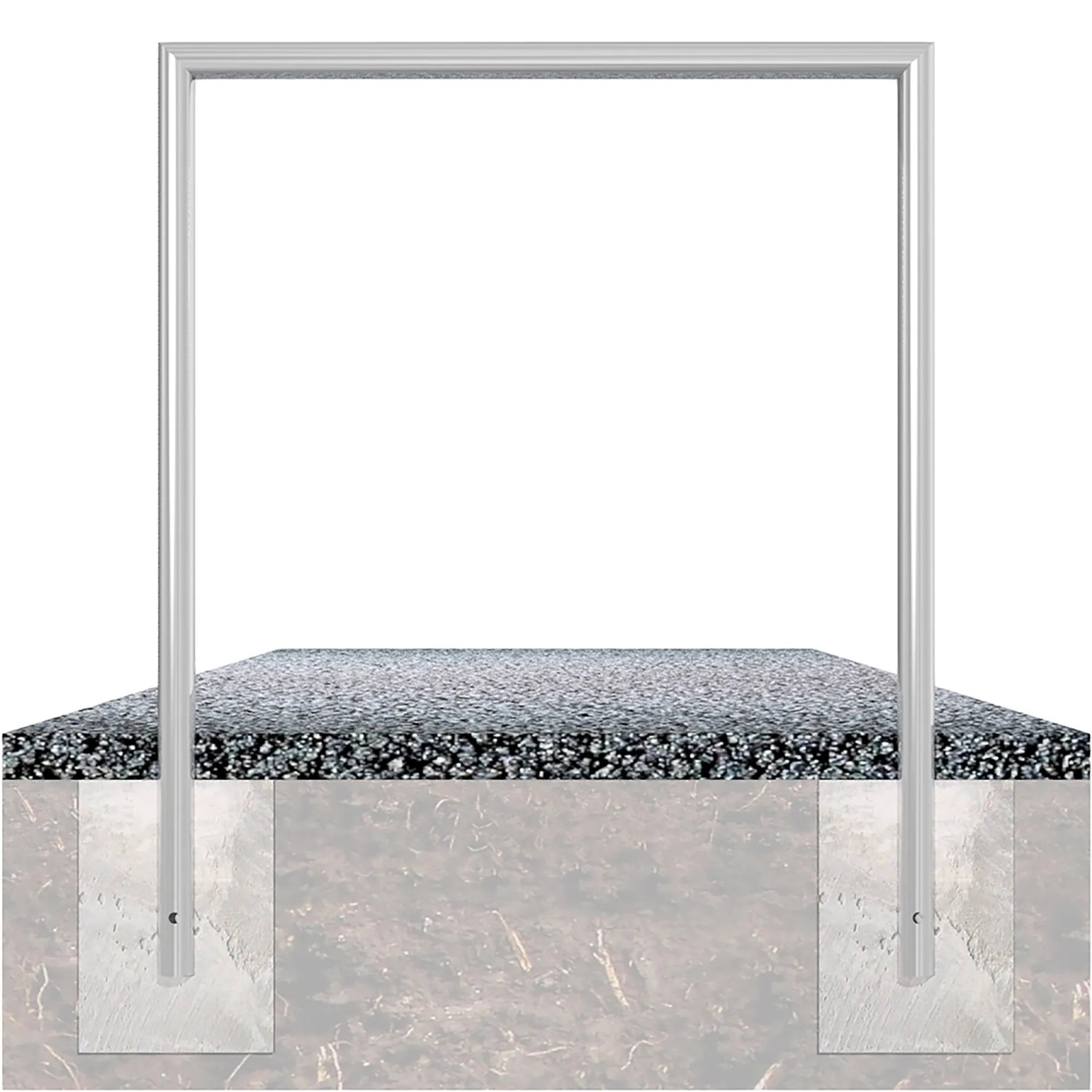 Schake Anlehnbügel, Ø 48 mm, 1000 mm, eisengrau, zur sicheren Befestigung im Boden.
