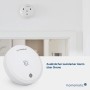 Homematic IP Smart Home Sirene und Rauchmelder an weißer Wand. Hausautomation Alarm bei Wasserschäden.