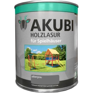 Dose Karibu Holzlasur Silbergrau für Spielhäuser, wetterbeständige Farbe.