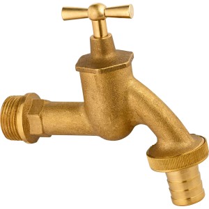 Messing Auslaufventil 26,4 mm (R 3/4) mit Knebel, zur Wasserentnahme im Garten oder Keller.