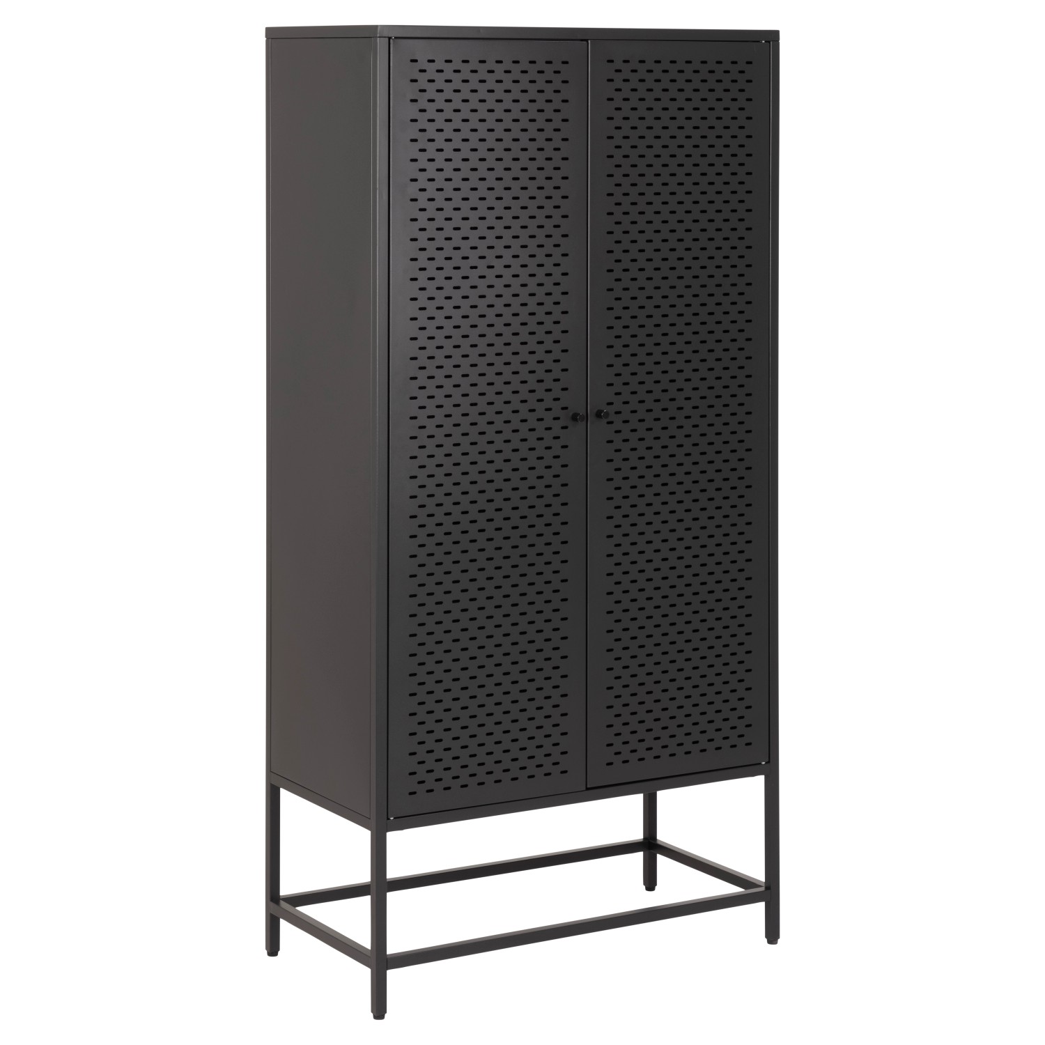 ebuy24 Newcastle Vitrinenschrank mit 2 Gittertüren Metall Schwarz günstig online kaufen