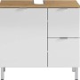 Germania Waschbeckenunterschrank GW-MAURESA Eiche 60 cm mit weißen Fronten und zwei Schubladen.
