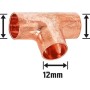 Löt-T-Stück aus Kupfer, Ø 12 mm, für die dauerhafte Verbindung von Kupferrohren.