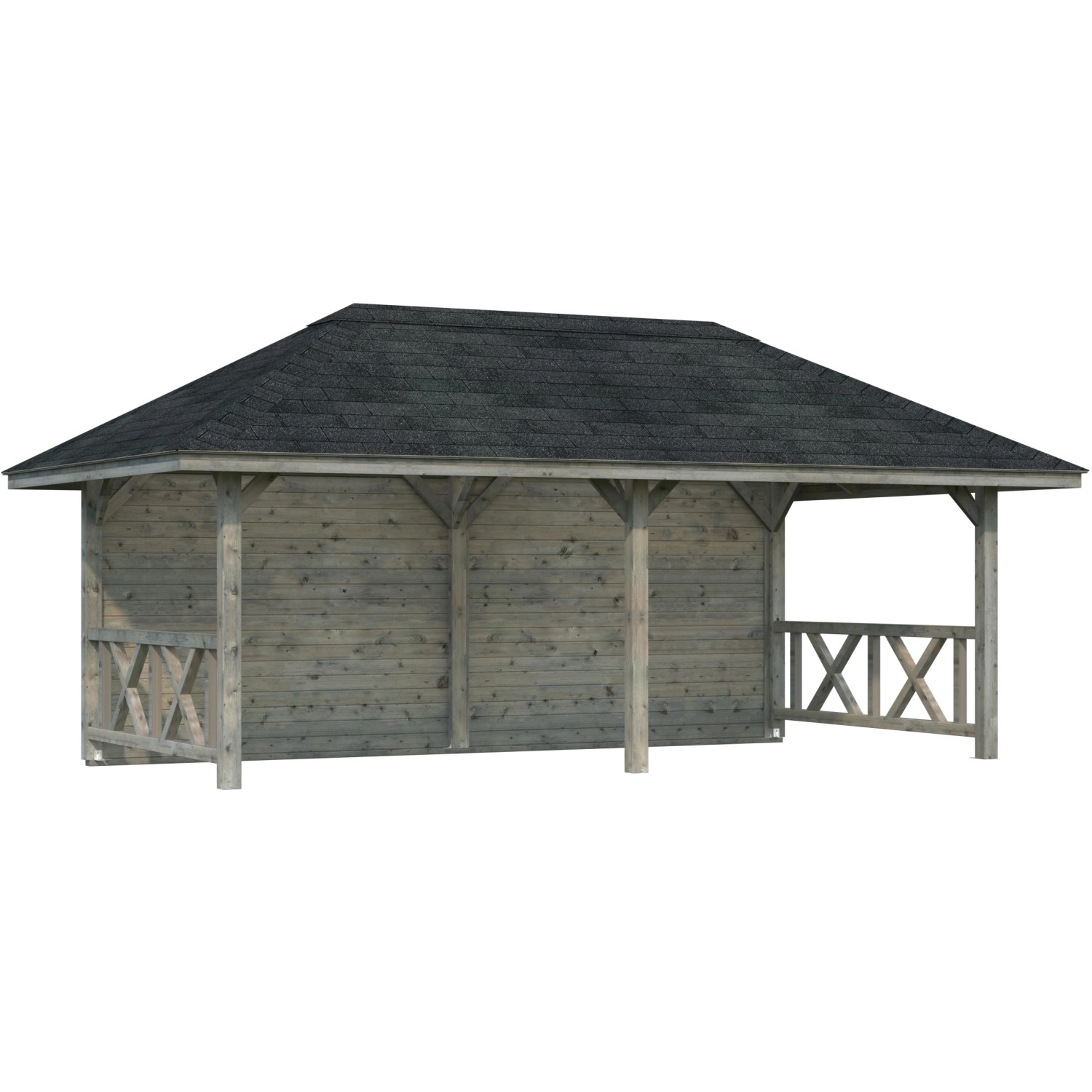 Palmako Holz-Pavillon Bianca 16,6 m² Set 2 Grau Tauchgrundiert günstig online kaufen