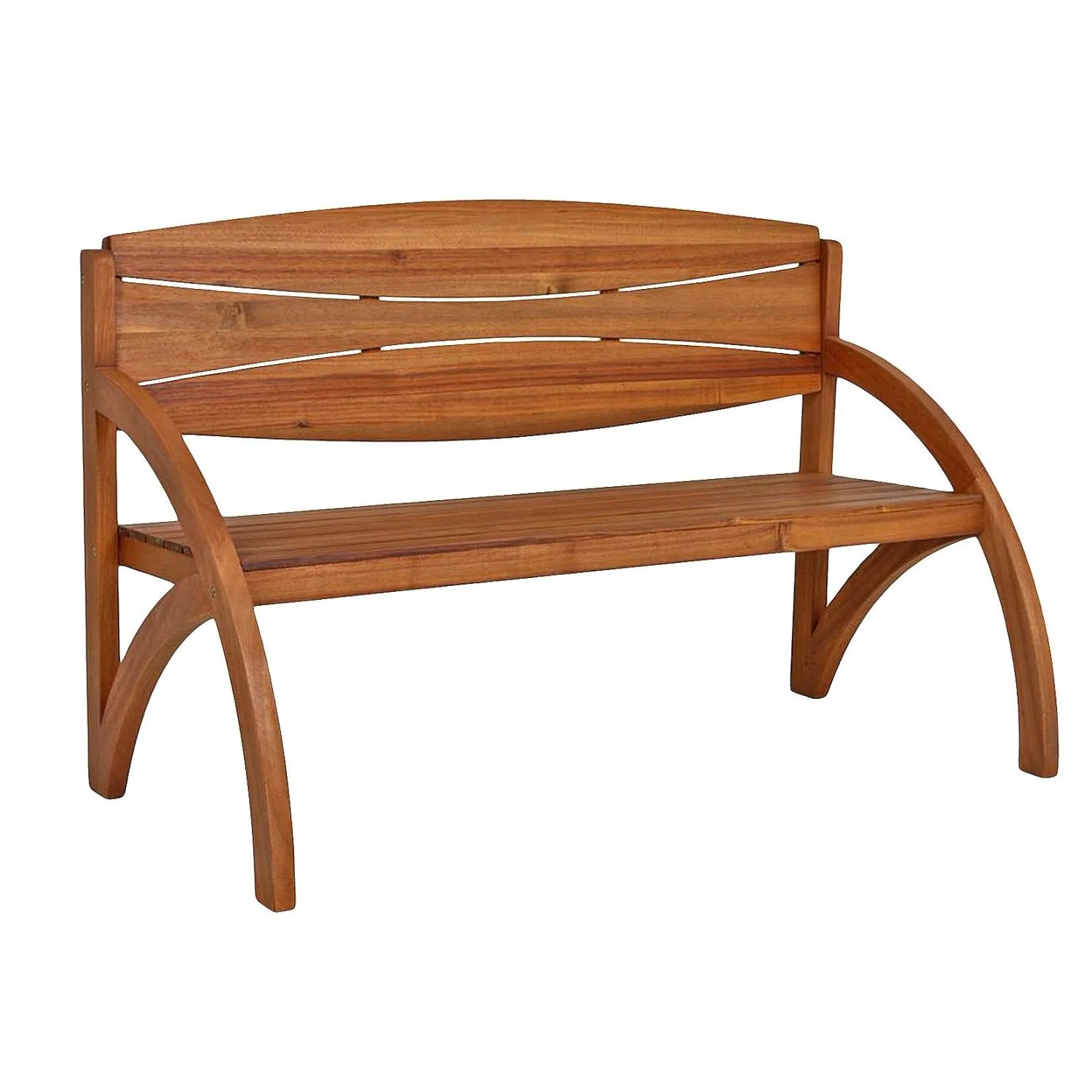 DELUKE Gartenbank HAVANA 140cm Breit Akazie Natur Terrassenbank Wetterfest Sitzbank Outdoor Bank