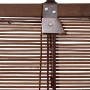 Detailaufnahme: OBI Bambus-Raffrollo (Teak, 140x160 cm) mit Zugschnüren und Aufhängung.