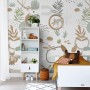 ESTAhome Fototapete Waldtiere in Graugrün/Beige im Kinderzimmer, 200x279 cm.