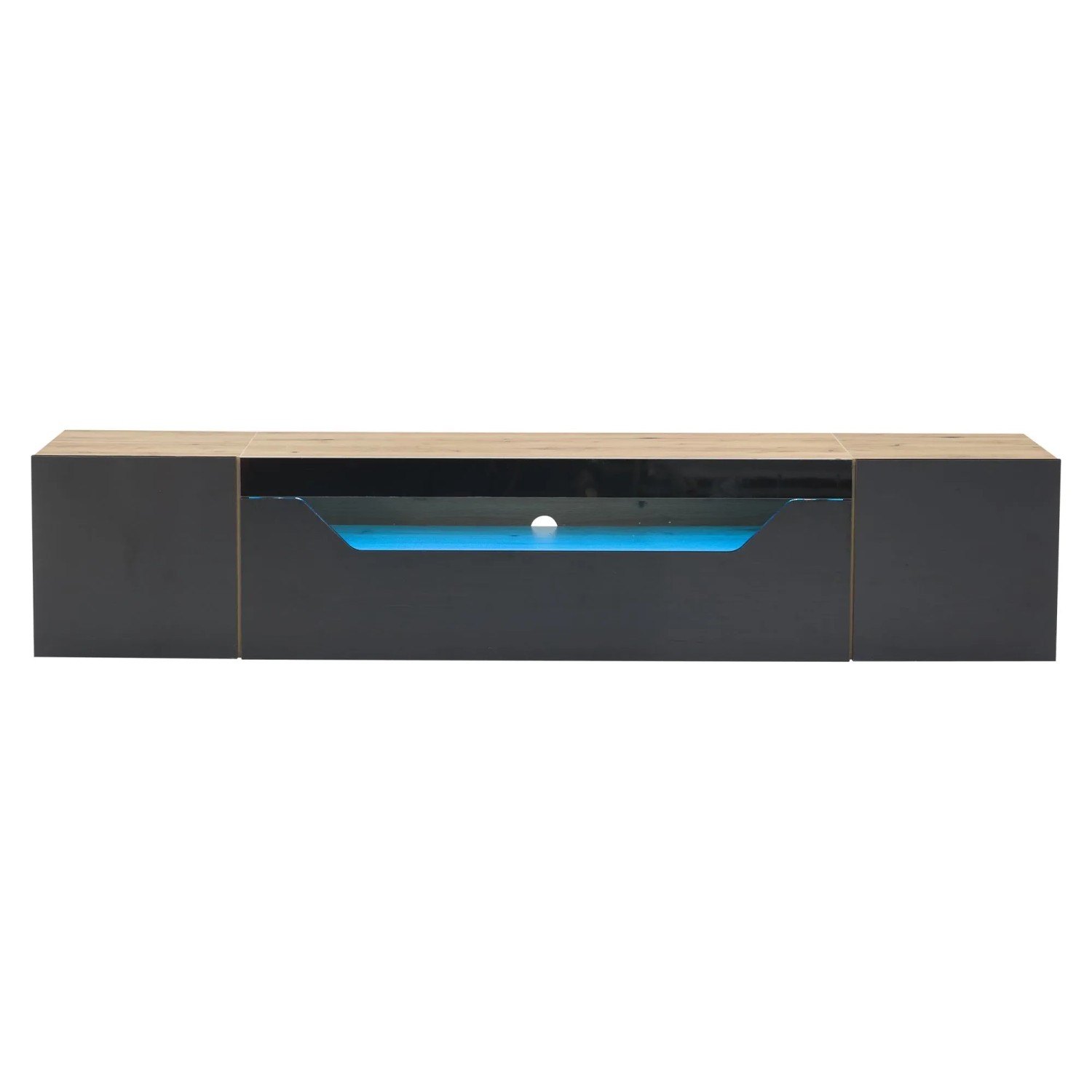 okwish TV Schrank mit LED Stauraum Schwebend 180x37x36cm Schwarz Holzfarbe