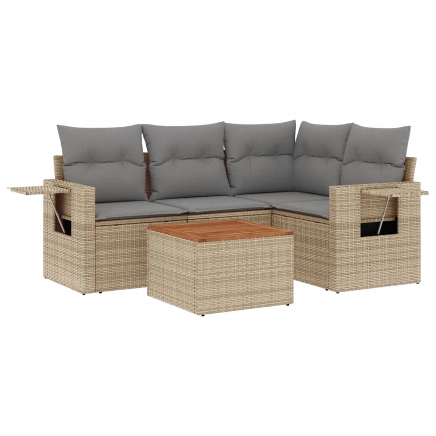 vidaXL 5-Tlg Garten-Sofagarnitur mit Kissen Beige Poly Rattan 3256878 günstig online kaufen