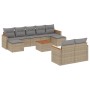 Beige vidaXL Garten-Sofagarnitur (10-tlg) aus Polyrattan mit Kissen. Gartenmöbel-Set mit Tisch und Stauraum.