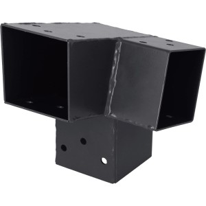 Anthrazitfarbener 105° Steckverbinder mit 3 Enden (71x71) für Holzkonstruktionen.