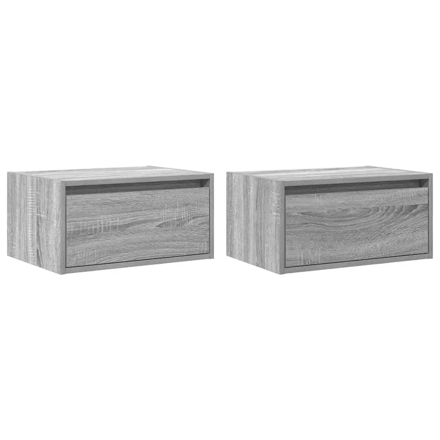 vidaXL Wand-Nachttische mit LED-Leuchten 2 Stk Grau Sonoma 860222