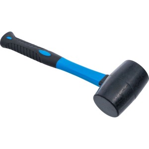 BGS Gummihammer mit schwarzem Kopf (Ø 50 mm, 250 g) und blauem Fiberglasstiel.