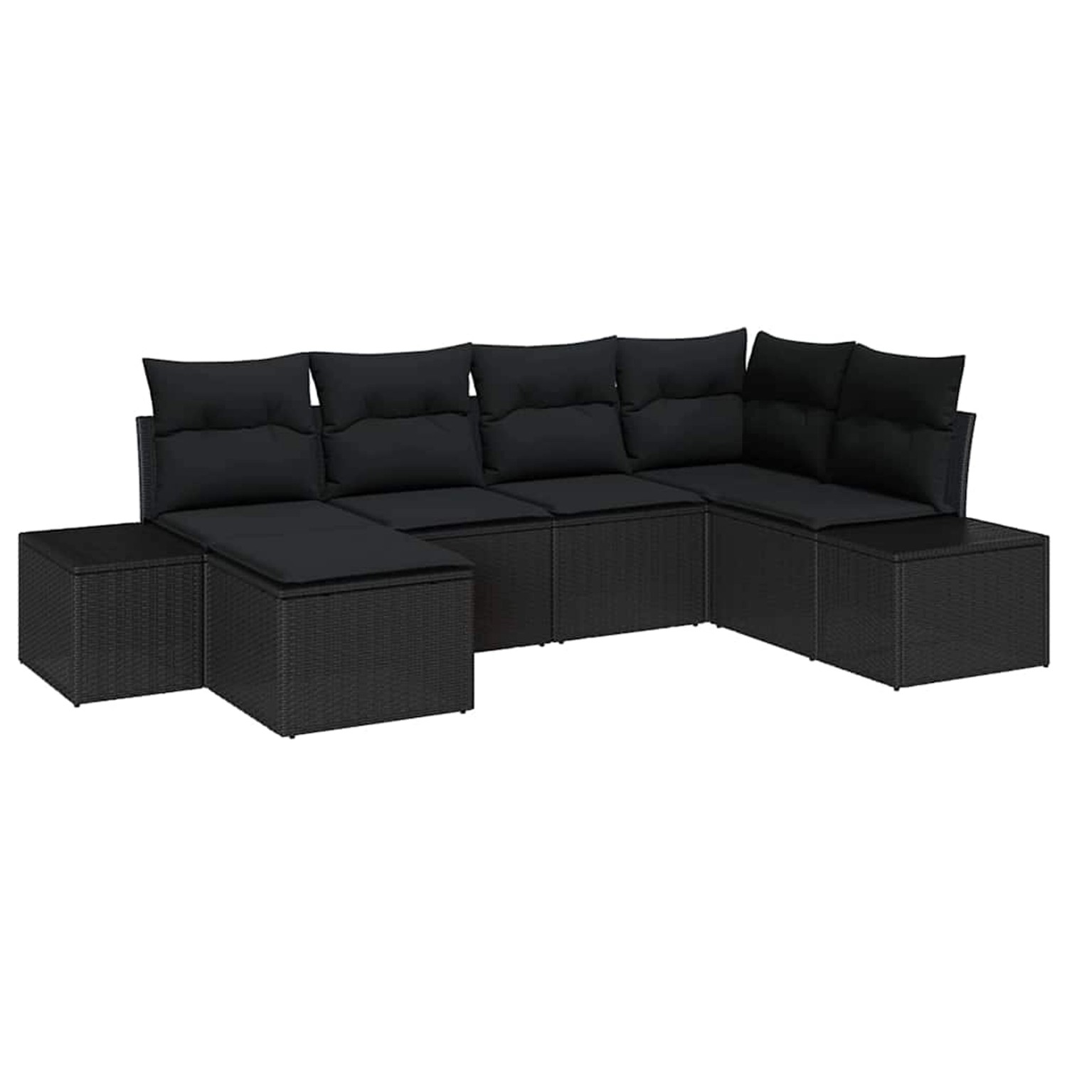 vidaXL Garten-Sofa-Set mit Kissen 6-Tlg Schwarz Poly Rattan 3347133 günstig online kaufen