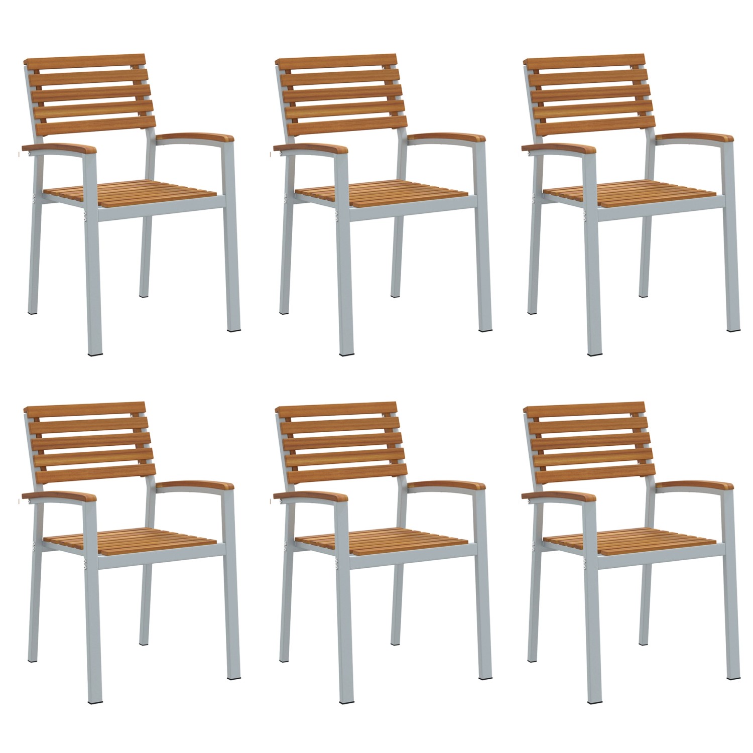 vidaXL Stapelbare Gartenstühle 6 Stück Massivholz Akazie und Metall 3284391 günstig online kaufen