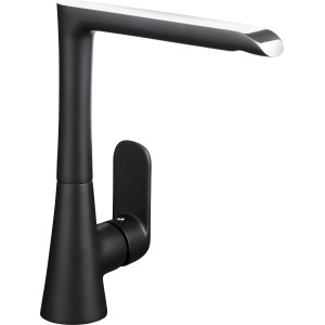 Moderne baliv Niederdruck Küchenarmatur KI-5071 N in Schwarz-Chrom. Einhebelmischer für Boiler und Untertischgeräte.