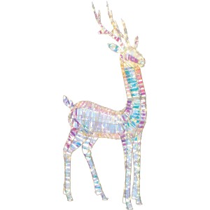 Leuchtender Rentier, 120cm, mit warmweißen LEDs und Regenbogen-Effekt für die Weihnachtsdeko im Garten.