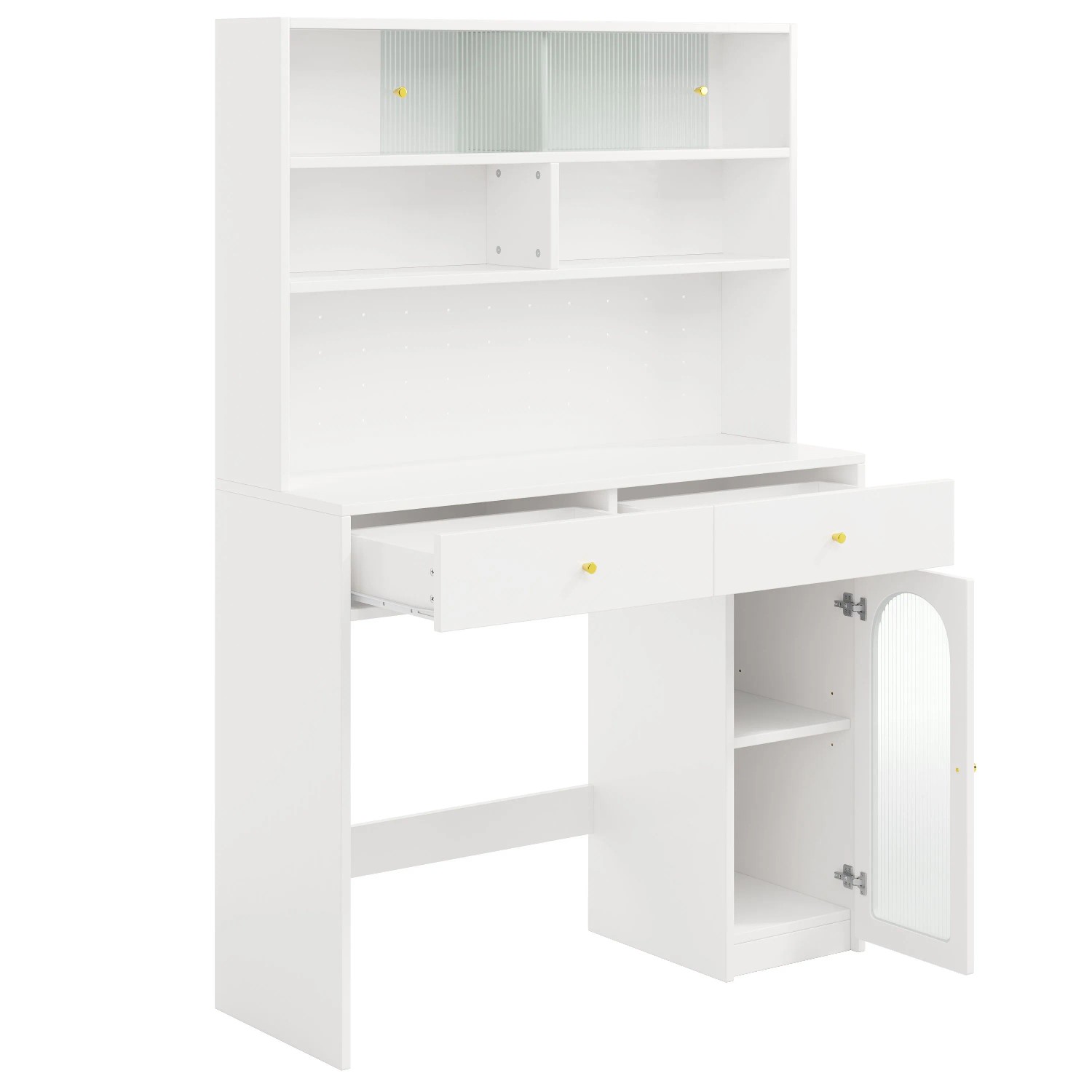 okwish Küchenschrank mit Barfunktion Hakenleiste Küche 120x45x180cm Weiß