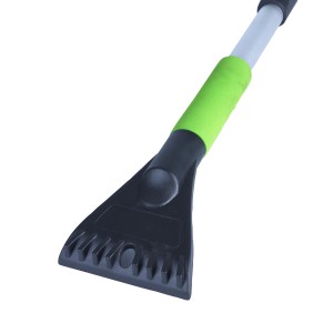 Teleskop-Schneebesen & Eiskratzer (100 cm) für Autopflege mit grünem Griff.