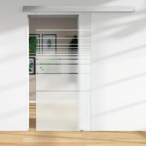 ESG Glasschiebetür mit Siebdruck Dekor 36/81, 2060x940 mm. Glastür für barrierefreies Wohnen.