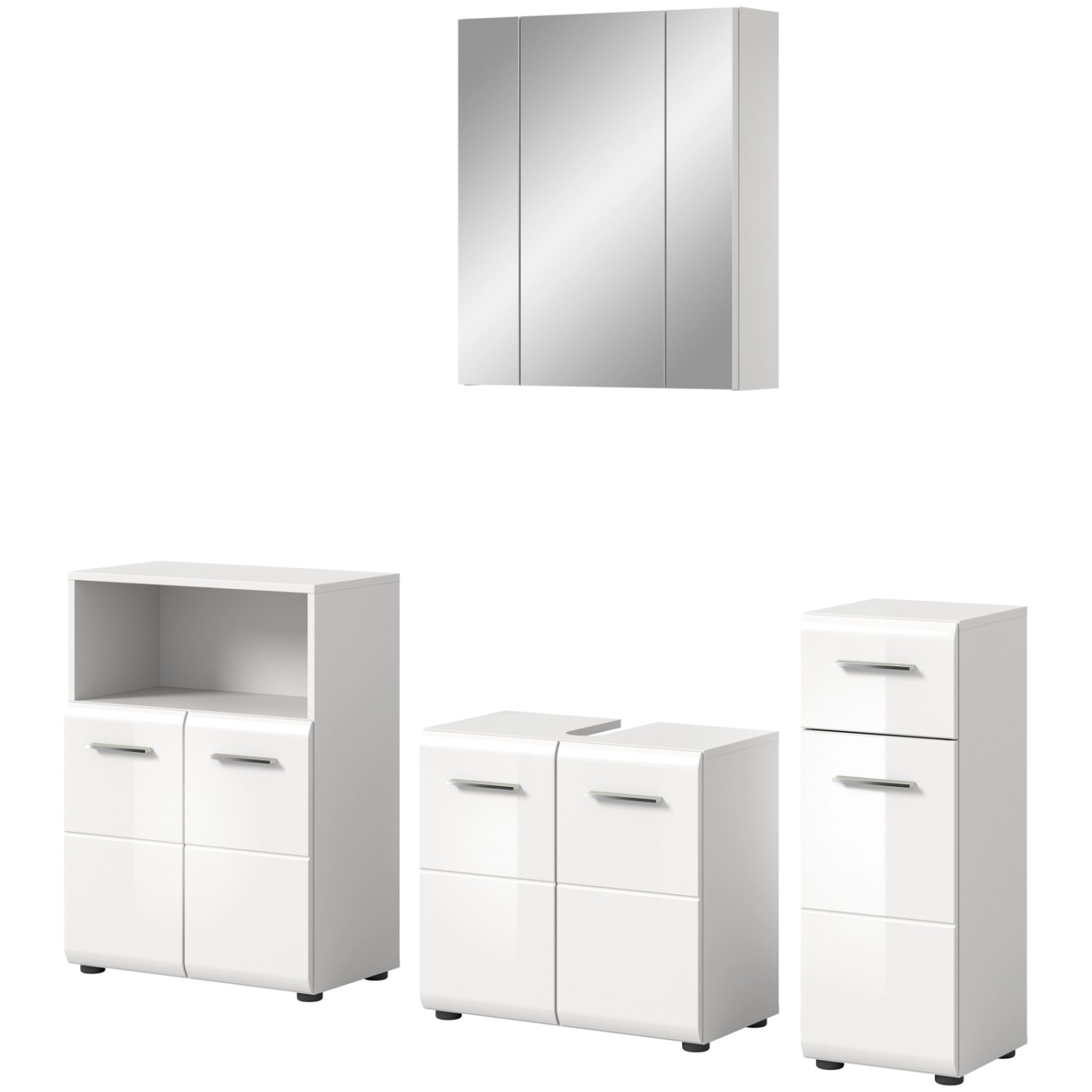 Inn.Furn Badmöbel Set in Weiß Hochglanz 4-teilig 180 cm Cover günstig online kaufen