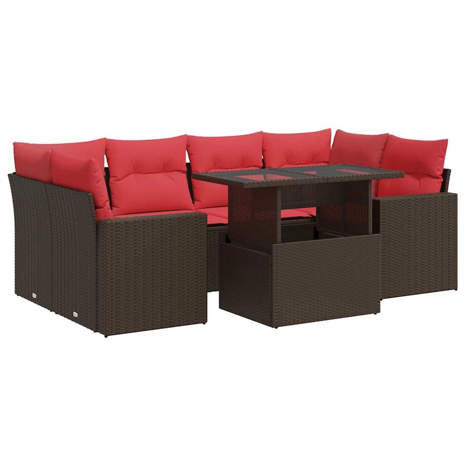 vidaXL 7-Tlg Garten-Sofagarnitur mit Kissen Braun Poly Rattan Akazie 332627 günstig online kaufen